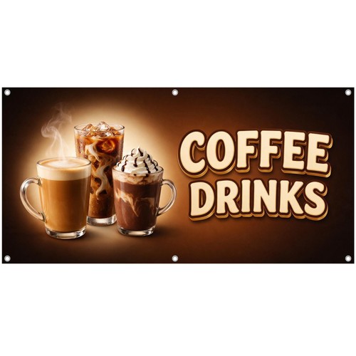 Coffee drinks vinyl banner - drinks,