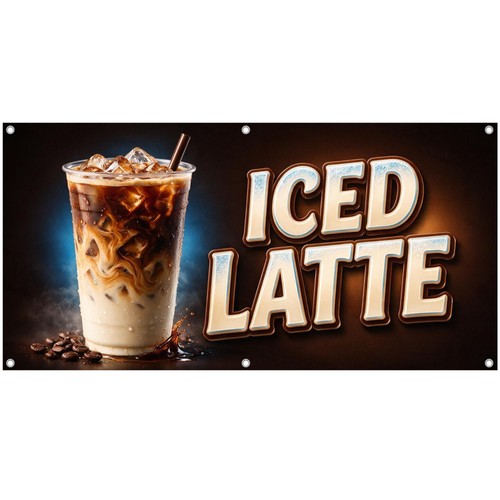 Iced latte vinyl banner cold - banner,