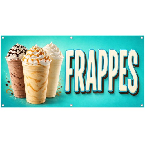 Frappes vinyl banner - frappes, iced